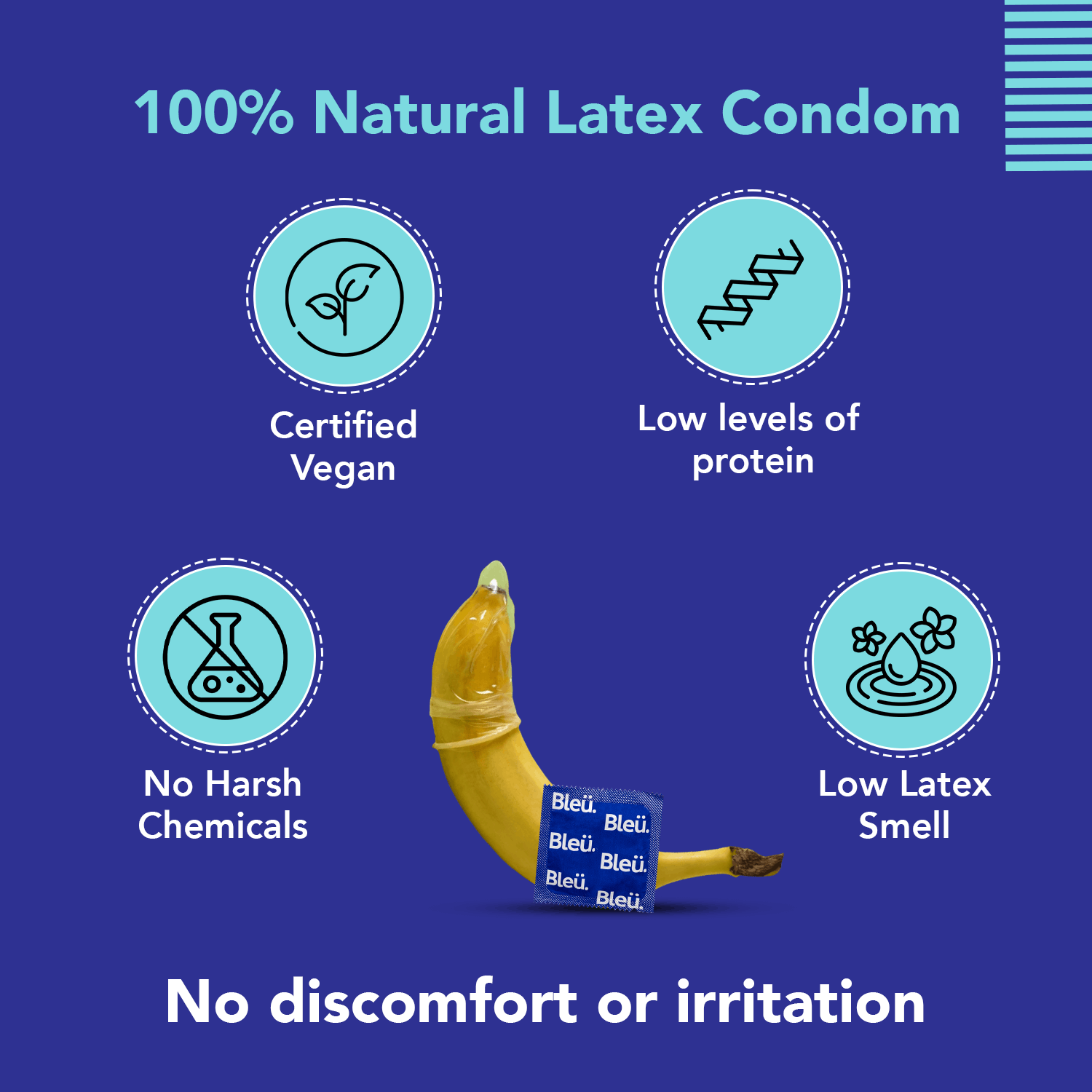 Bleu 3 in 1 Vegan Condoms (1 Pack of 8) - Image 6