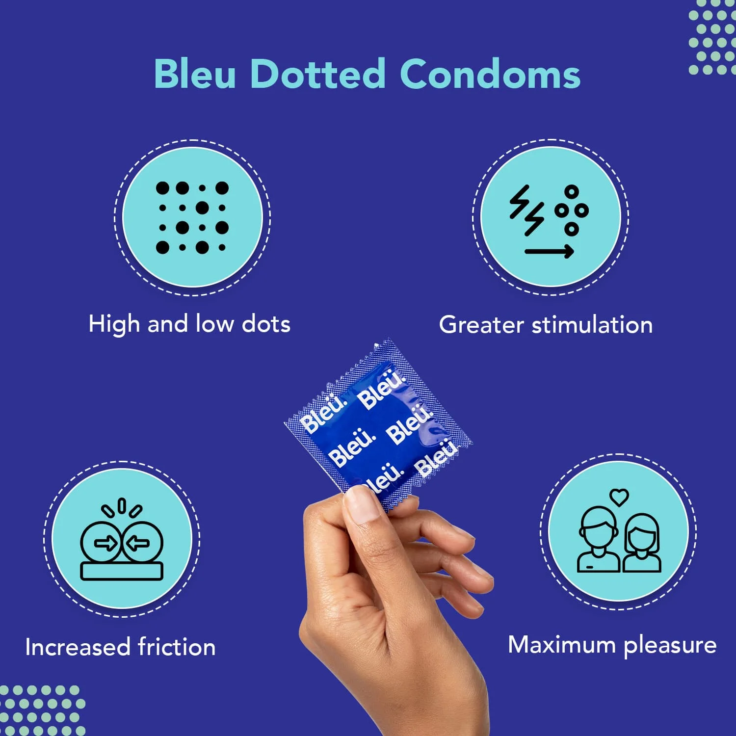 Bleu Dotted Vegan Condoms (1 Pack of 8) - Image 5