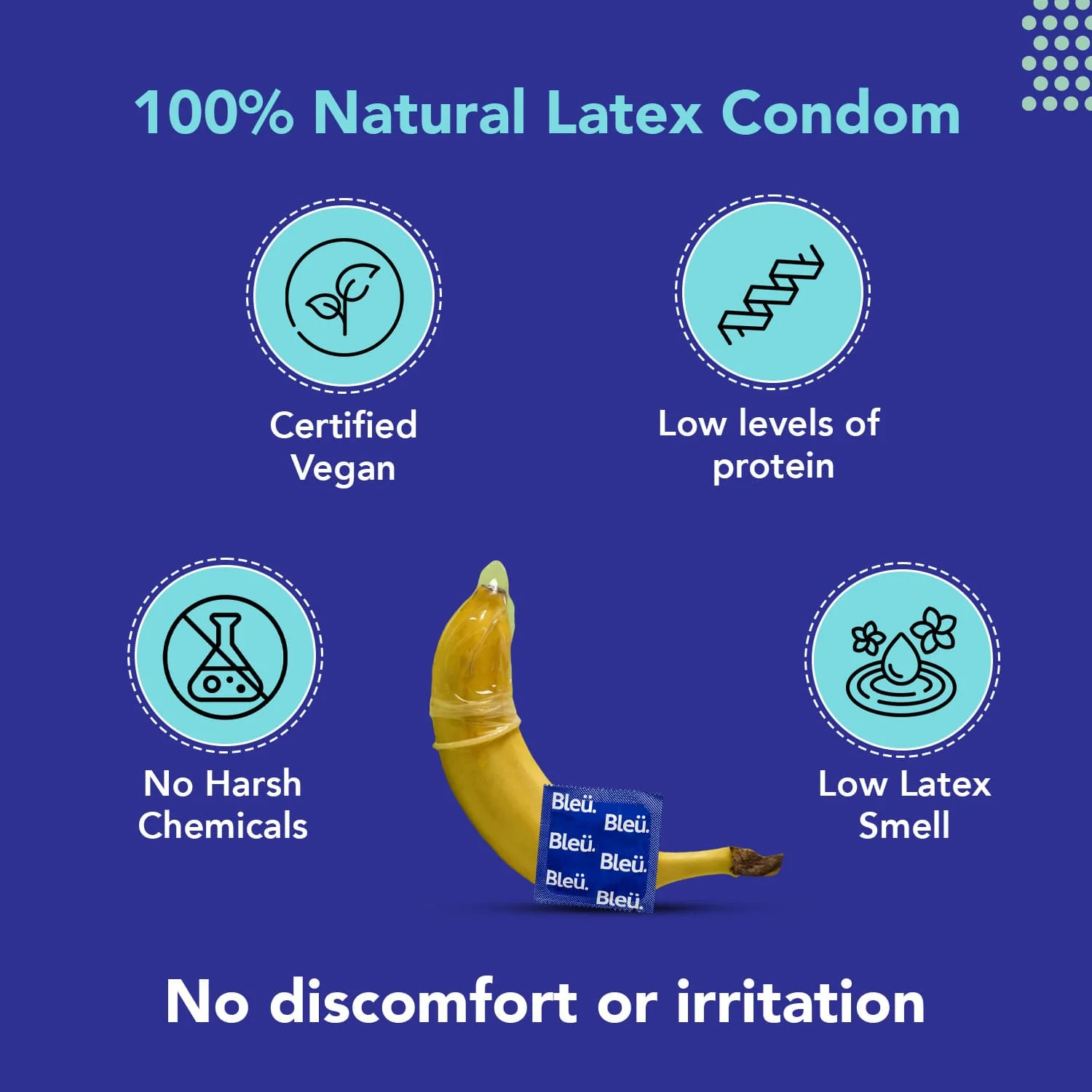 Bleu Dotted Vegan Condoms (1 Pack of 8) - Image 8