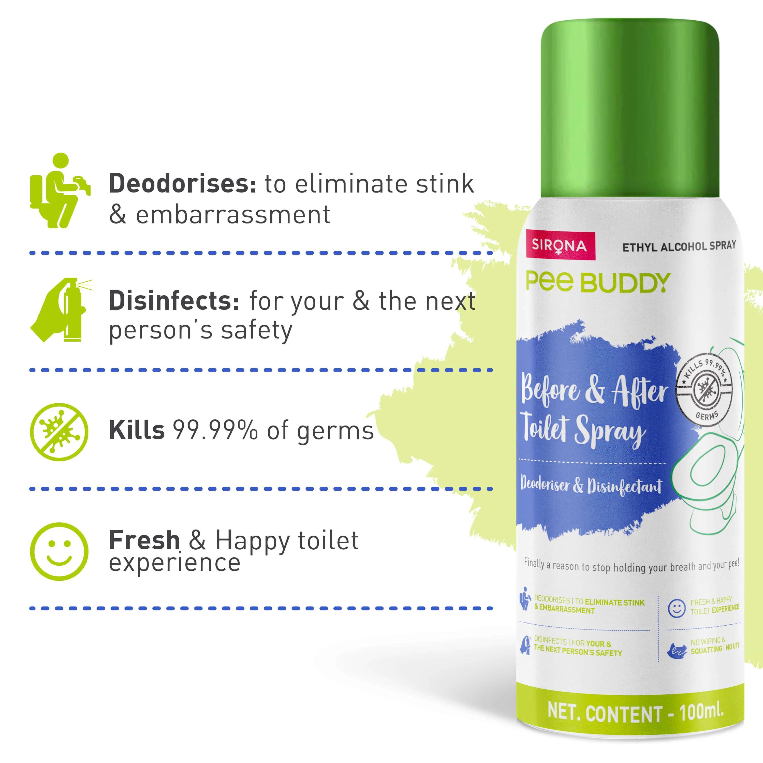 PeeBuddy Before & After Toilet Sanitizer Spray Trio - 100 ml - Image 3