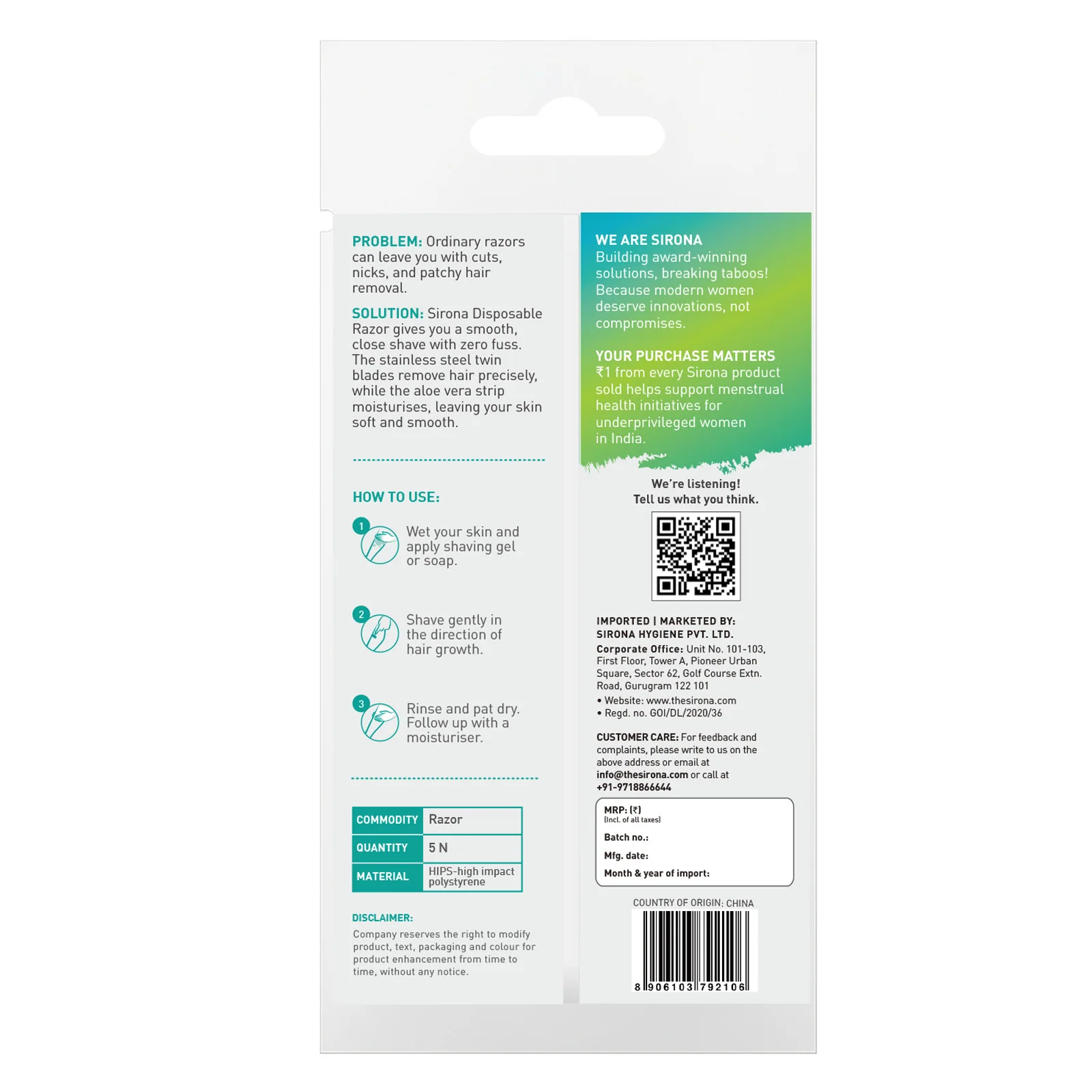 Aloe Boost Twin Blade Disposable Razor - Image 9