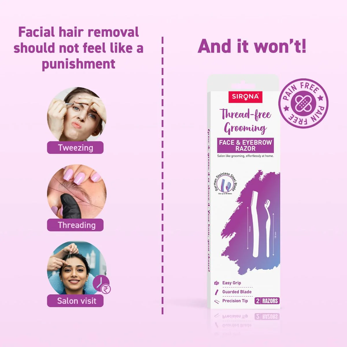 Reusable Eyebrow & Face Razor for Women - 2 Razors - Image 6