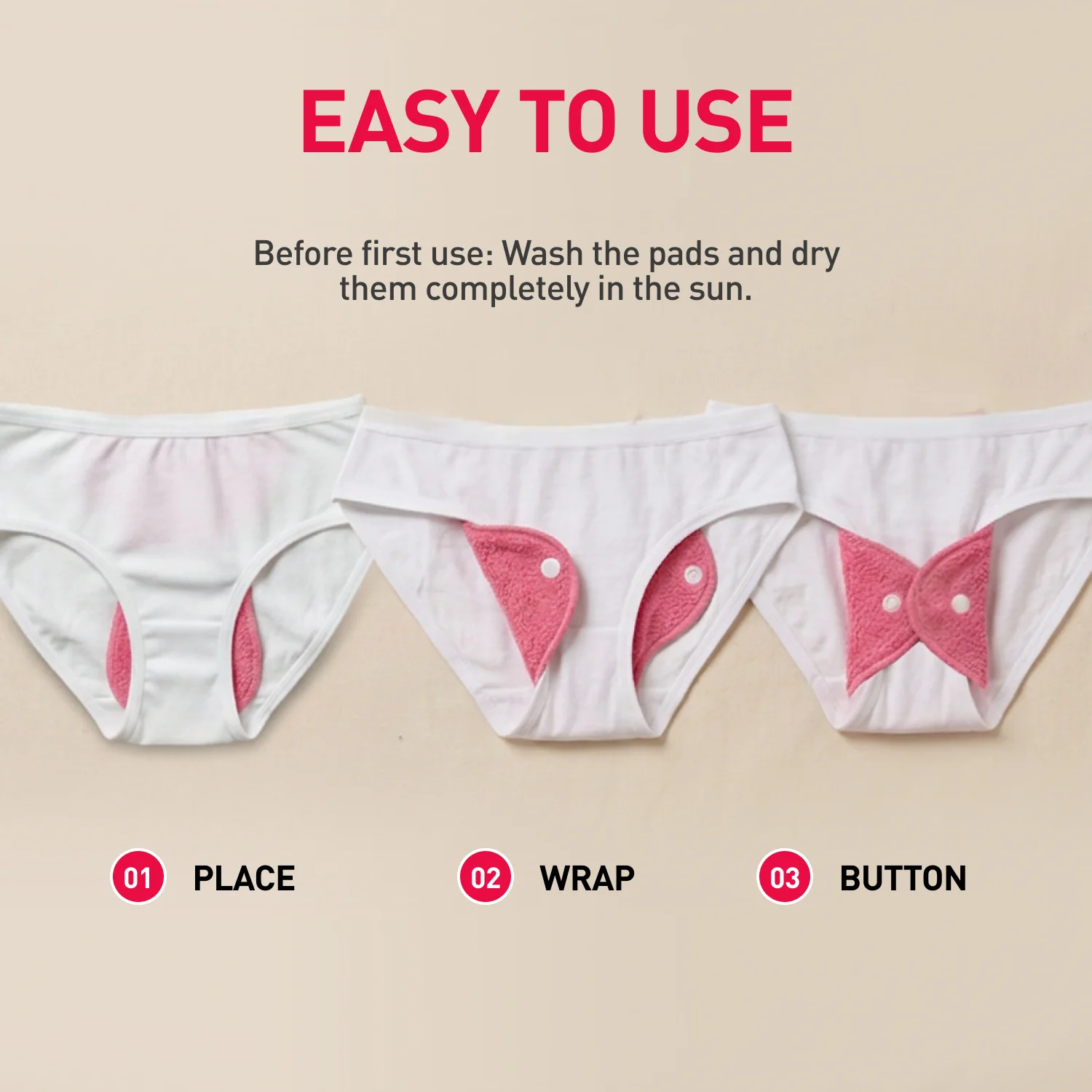 Reusable Sanitary Pads (1 Pack of 4 Pads) - Image 8